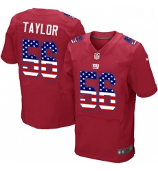 Mens Nike New York Giants 56 Lawrence Taylor Elite Red Alternate USA Flag Fashion NFL Jersey