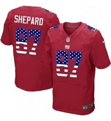 Mens Nike New York Giants 87 Sterling Shepard Elite Red Alternate USA Flag Fashion NFL Jersey