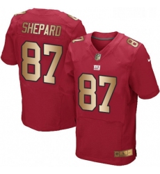 Mens Nike New York Giants 87 Sterling Shepard Elite RedGold Alternate NFL Jersey