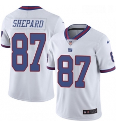 Mens Nike New York Giants 87 Sterling Shepard Limited White Rush Vapor Untouchable NFL Jersey