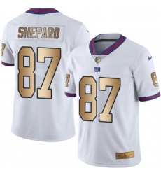 Mens Nike New York Giants 87 Sterling Shepard Limited WhiteGold Rush NFL Jersey
