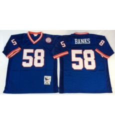 Mitchell Ness giants #58 BANKS blue Throwback Stitched NFL Jerseys