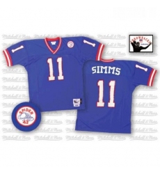 Mitchell and Ness New York Giants 11 Phil Simms Blue Authentic Throwback NFL Jersey