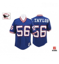 Mitchell and Ness New York Giants 56 Lawrence Taylor Blue Authentic Throwback NFL Jersey