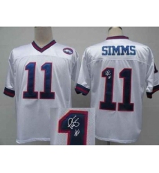 New York Giants 11 Phil Simms White Throwback M&N Signed NFL Jerseys
