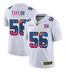 New York Giants 56 Lawrence Taylor Men White Nike Multi Color 2020 NFL Crucial Catch Limited NFL Jersey