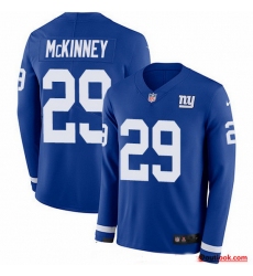 Nike Giants 29 Xavier McKinney Royal Blue Team Color Men Stitched NFL Limited Therma Long Sleeve Jersey