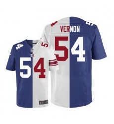 Nike Giants #54 Olivier Vernon Royal Blue White Mens Stitched NFL Elite Split Jersey