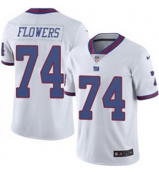 Nike Giants #74 Ereck Flowers White Mens Stitched NFL Limited Rush Jersey
