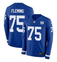 Nike Giants 75 Cameron Fleming Royal Blue Team Color Men Stitched NFL Limited Therma Long Sleeve Jersey