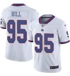 Nike New York Giants 95 B J Hill White Mens Stitched NFL Limited Rush Jersey