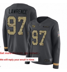 Giants 97 Dexter Lawrence Anthracite Salute to Service Women Stitched Football Limited Therma Long Sleeve Jersey