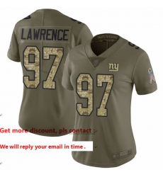 Giants 97 Dexter Lawrence Olive Camo Women Stitched Football Limited 2017 Salute to Service Jersey