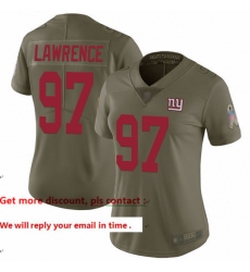 Giants 97 Dexter Lawrence Olive Women Stitched Football Limited 2017 Salute to Service Jersey