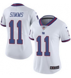 Nike Giants #11 Phil Simms White Womens Stitched NFL Limited Rush Jersey