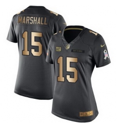 Nike Giants #15 Brandon Marshall Black Womens Stitched NFL Limited Gold Salute to Service Jersey