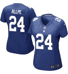 Nike Giants #24 Eli Apple Royal Blue Team Color Women's Stitched NFL Elite Jersey
