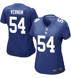 Nike Giants #54 Olivier Vernon Royal Blue Team Color Women's Stitched NFL Elite Jersey