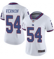 Nike Giants #54 Olivier Vernon White Womens Stitched NFL Limited Rush Jersey