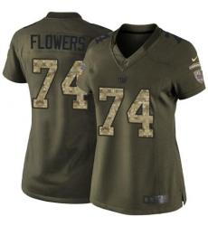 Nike Giants #74 Ereck Flowers Green Womens Stitched NFL Limited Salute to Service Jersey