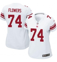 Nike Giants #74 Ereck Flowers White Women's Stitched NFL Elite Jersey