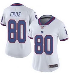 Nike Giants #80 Victor Cruz White Womens Stitched NFL Limited Rush Jersey