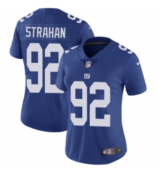 Nike Giants #92 Michael Strahan Royal Blue Team Color Womens Stitched NFL Vapor Untouchable Limited Jersey