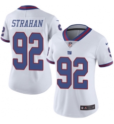 Nike Giants #92 Michael Strahan White Womens Stitched NFL Limited Rush Jersey