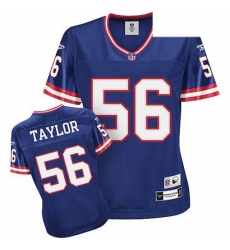 Reebok New York Giants 56 Lawrence Taylor Blue Womens Throwback Team Color Premier EQT NFL Jersey