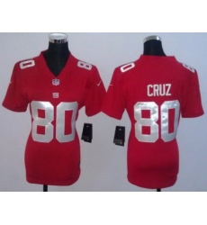 Women NEW New York Giants 80# Victor Cruz Red NFL Jerseys