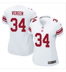 Women New Giants #34 Shane Vereen White Stitched NFL Elite Jersey
