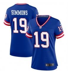 Women New York Giants 19 Isaiah Simmons Royal Classic Retired Player Stitched Jersey  Run Small