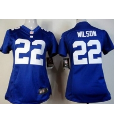 Women New York Giants 22 Wilson Blue Jerseys