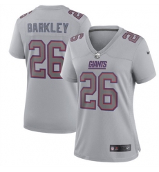 Women New York Giants 26 Saquon Barkley Grey Atmosphere Fashion Stitched Game Jersey