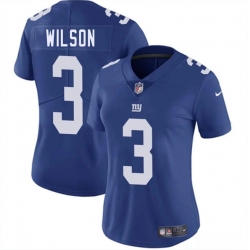 Women New York Giants 3 Russell Wilson Blue 2025 Vapor Stitched Jersey
