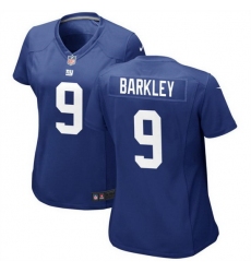 Women New York Giants 9 Matt Barkley Blue Player Stitched Jersey 28Run Small 29