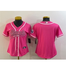Women New York Giants Blank Pink With Patch Cool Base Stitched Baseball Jersey