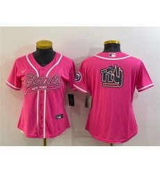 Women New York Giants Pink Team Big Logo With Patch Cool Base Stitched Baseball