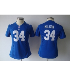 Women Nike NFL New York Giants 34 Wilson Game Blue Jersey