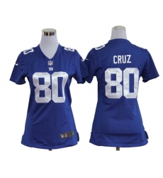 Women Nike New York Giants #80 Victor Cruz Blue Nike NFL Jerseys