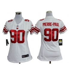 Women Nike New York Giants 90 Jason Pierre-Paul White Jerseys