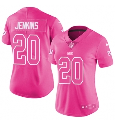 Womens Nike Giants #20 Janoris Jenkins Pink  Stitched NFL Limited Rush Fashion Jersey