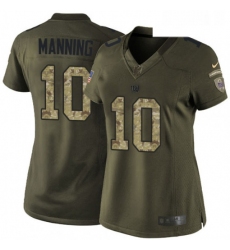 Womens Nike New York Giants 10 Eli Manning Elite Green Salute to Service NFL Jersey