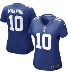 Womens Nike New York Giants 10 Eli Manning Game Royal Blue Team Color NFL Jersey