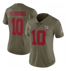 Womens Nike New York Giants 10 Eli Manning Limited Olive 2017 Salute to Service NFL Jersey