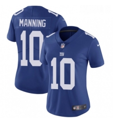 Womens Nike New York Giants 10 Eli Manning Royal Blue Team Color Vapor Untouchable Limited Player NFL Jersey