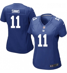 Womens Nike New York Giants 11 Phil Simms Game Royal Blue Team Color NFL Jersey