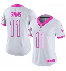 Womens Nike New York Giants 11 Phil Simms Limited WhitePink Rush Fashion NFL Jersey