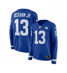Womens Nike New York Giants 13 Odell Beckham Jr Limited Royal Blue Therma Long Sleeve NFL Jersey