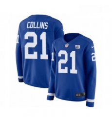 Womens Nike New York Giants 21 Landon Collins Limited Royal Blue Therma Long Sleeve NFL Jersey